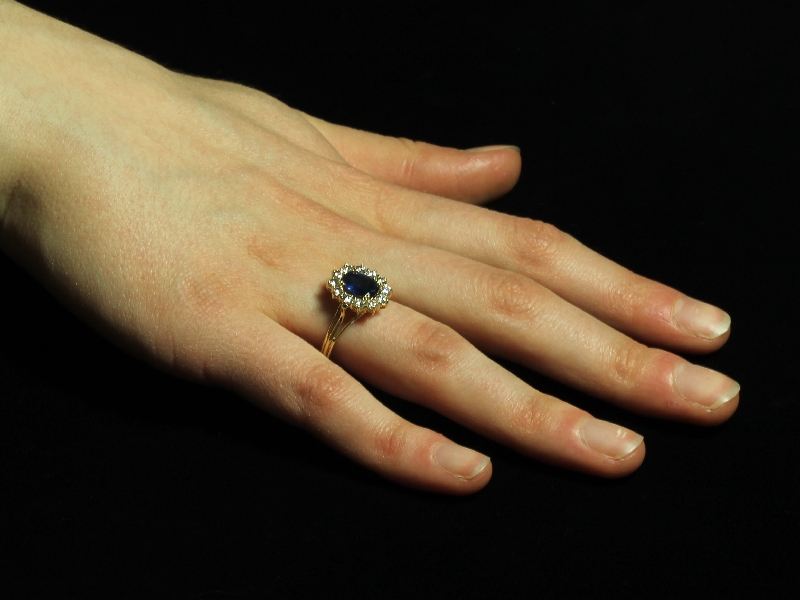 Estate yellow gold diamond and sapphire engagement ring (image 15 of 17)